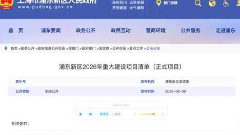共计317项！浦东2026年重大建设项目清单公示！