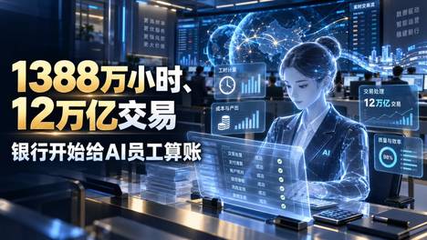 1388万小时、12万亿交易：银行开始给AI员工算账