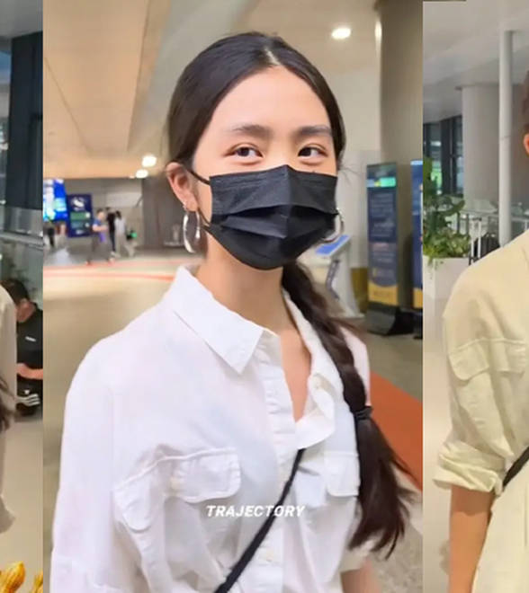 黄磊女儿独自现身机场，简约穿搭帅气又文艺