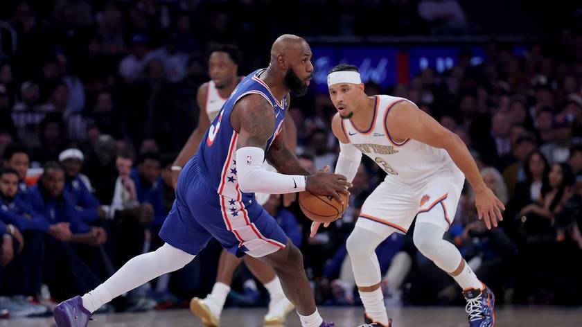NBA-76人VS尼克斯 詹姆斯组织进攻