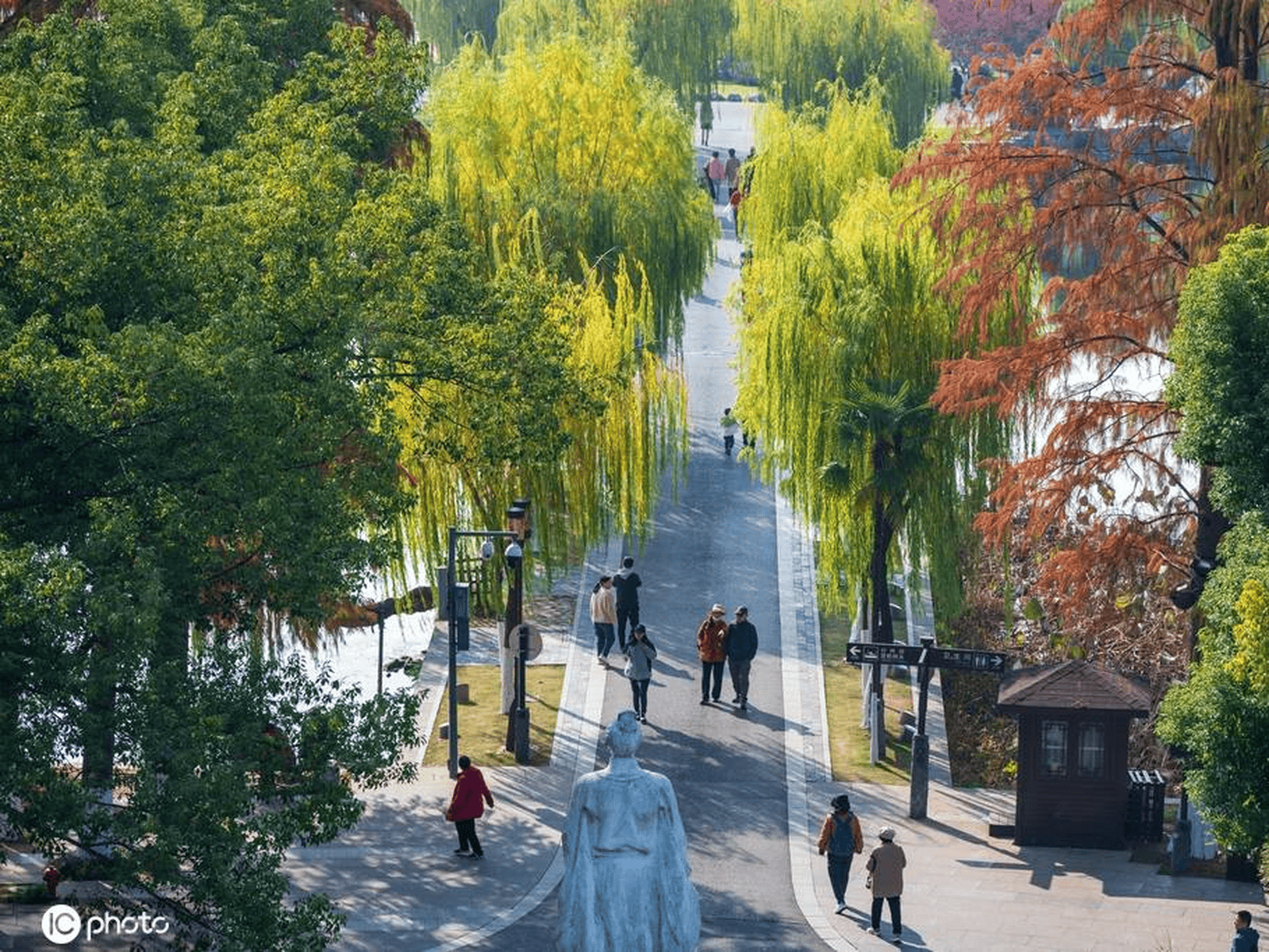 武汉:初冬暖阳 东湖风景区色彩斑斓风景怡人