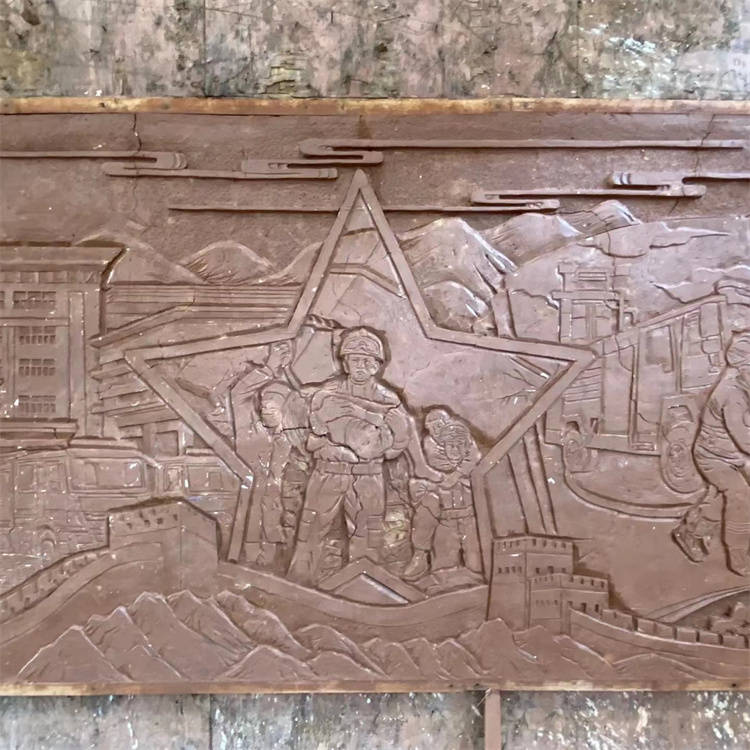 玻璃钢消防主题浮雕 仿铜消防员浮雕