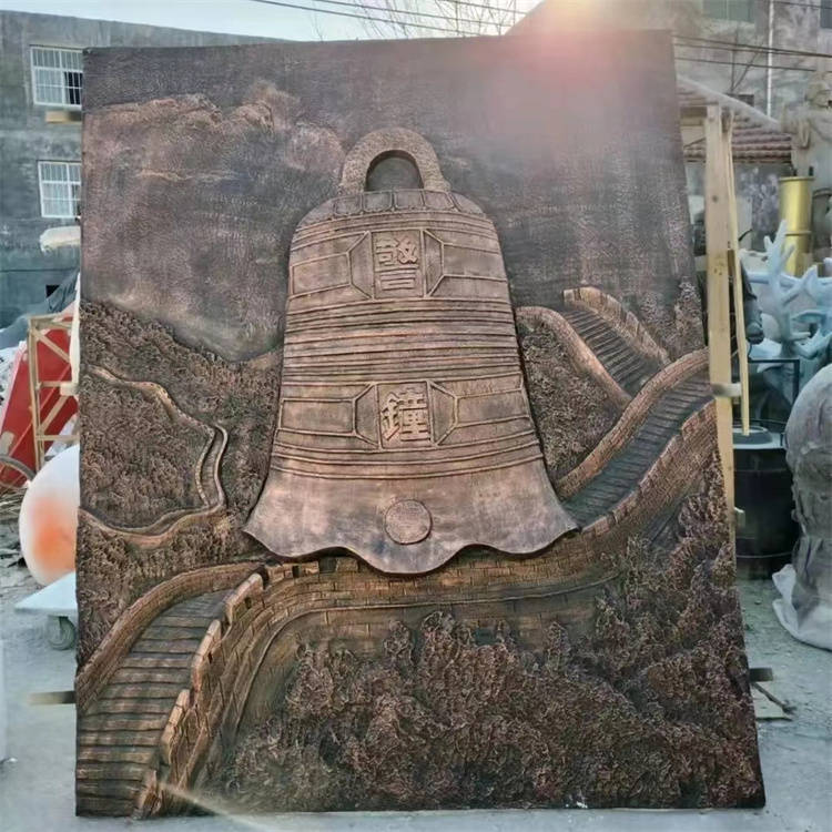 玻璃钢消防主题浮雕 仿铜消防员浮雕