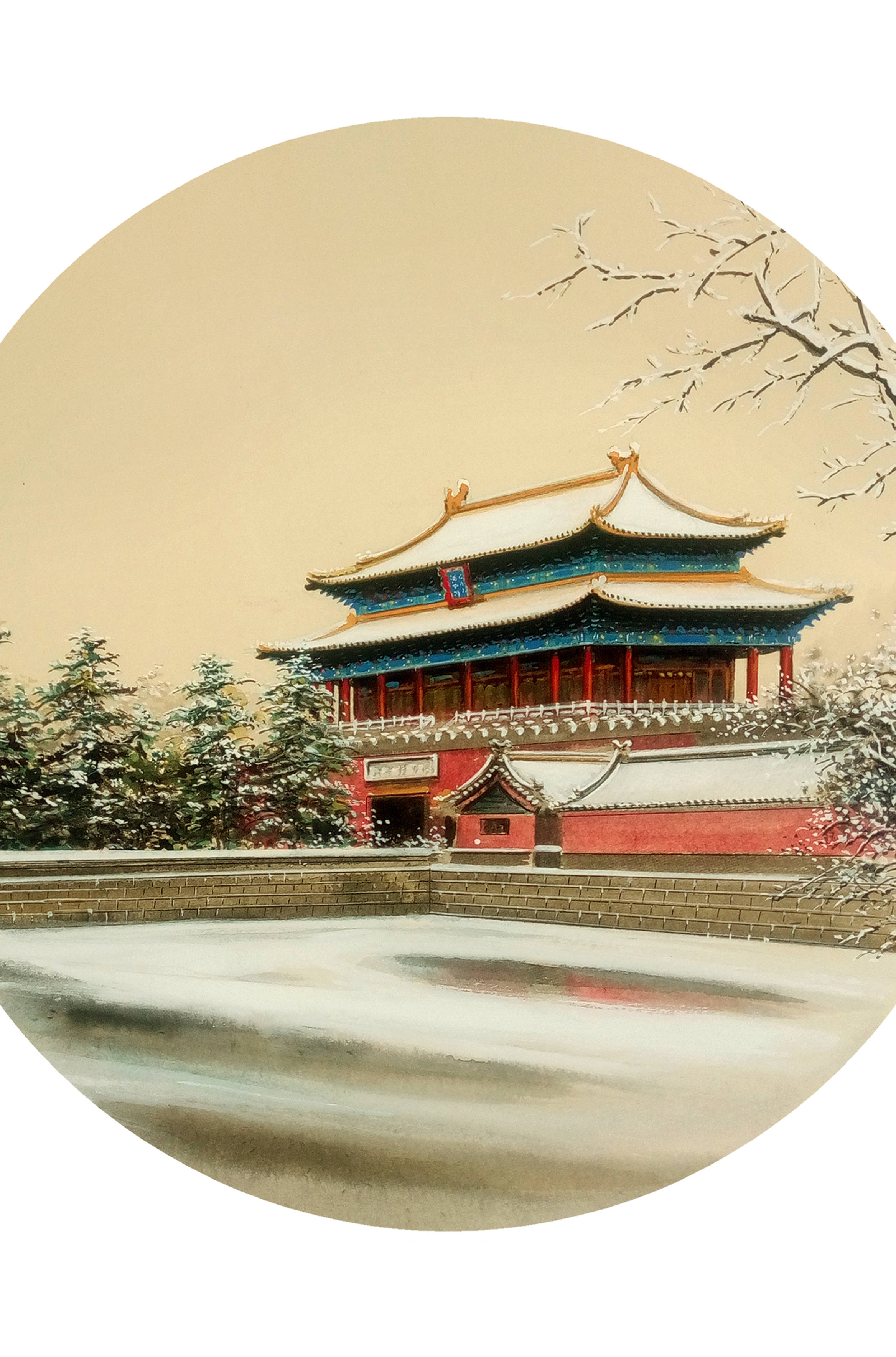 界画寒江---故宫.神武门雪景
