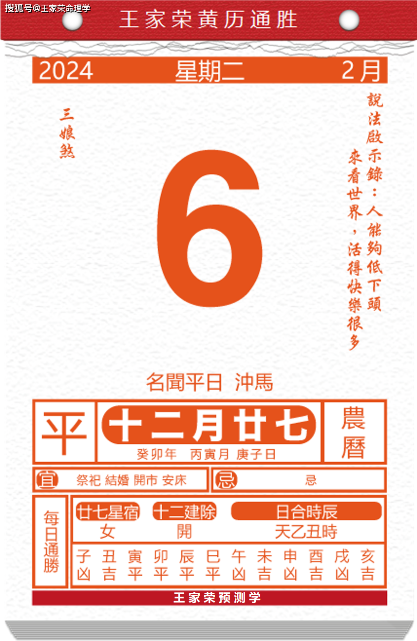 今日生肖黄历运势 2024年2月6日