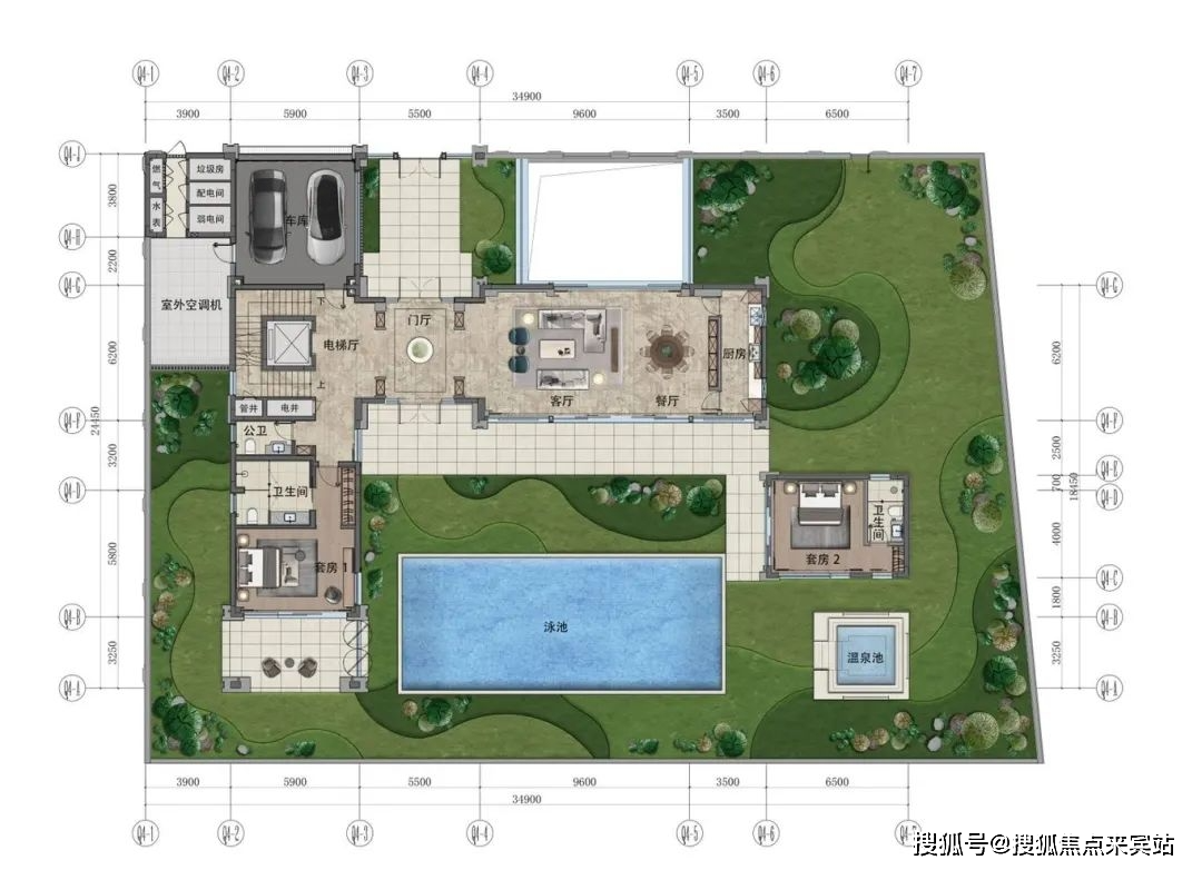 94㎡【q4】户型从都国际庄园温泉别墅花园面积:约2173㎡建筑面积:约