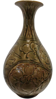 中国古玩 耀州窯？ 青磁 唐草文瓶 中国古玩 耀州窯？ 青磁 唐草文瓶