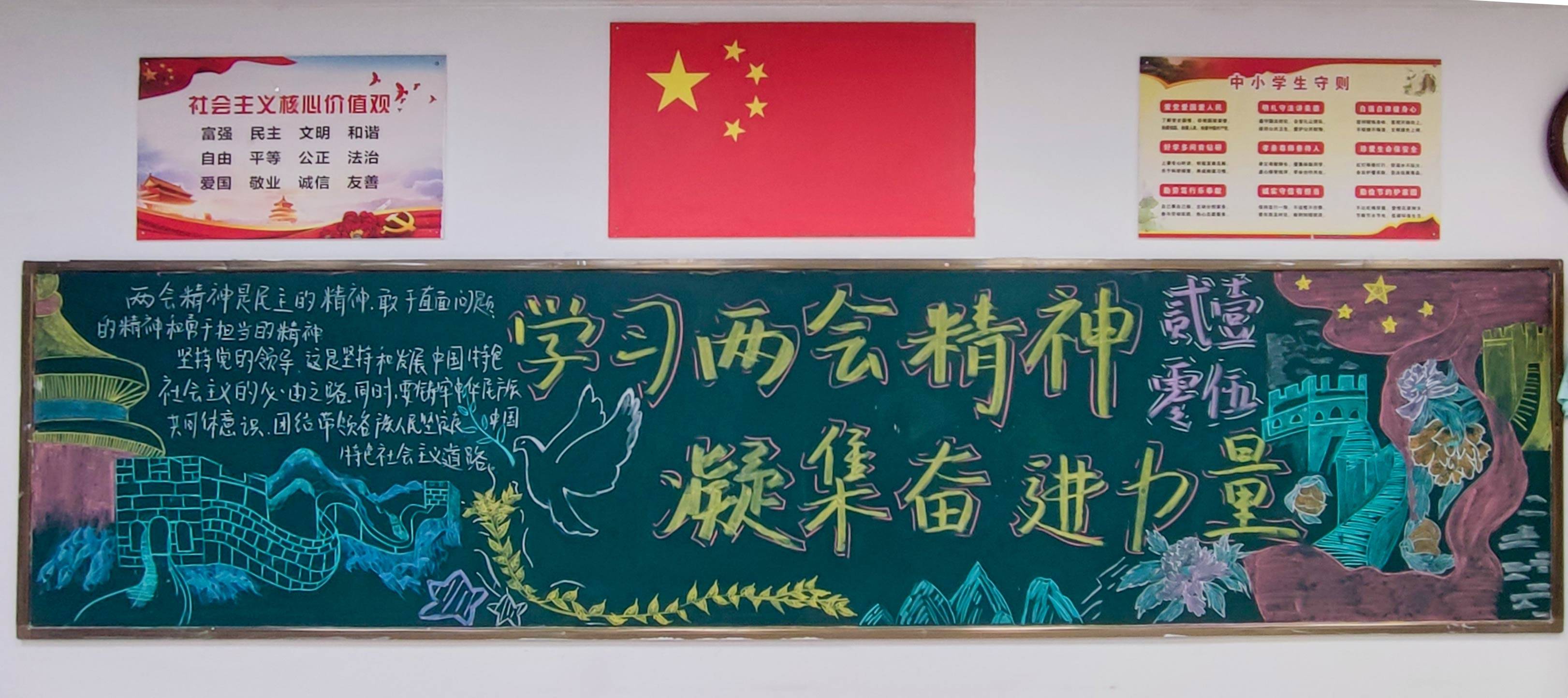 郑州十中开展"我眼中的全国两会"主题黑板报展示活动