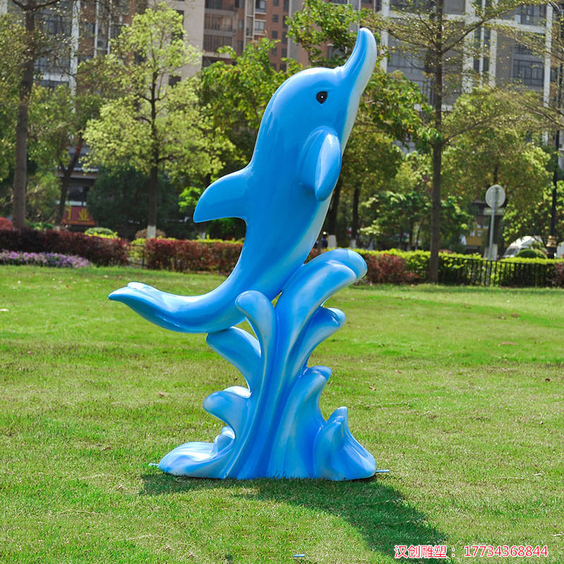 玻璃钢仿真海豚雕塑 海洋动物造型景观摆件