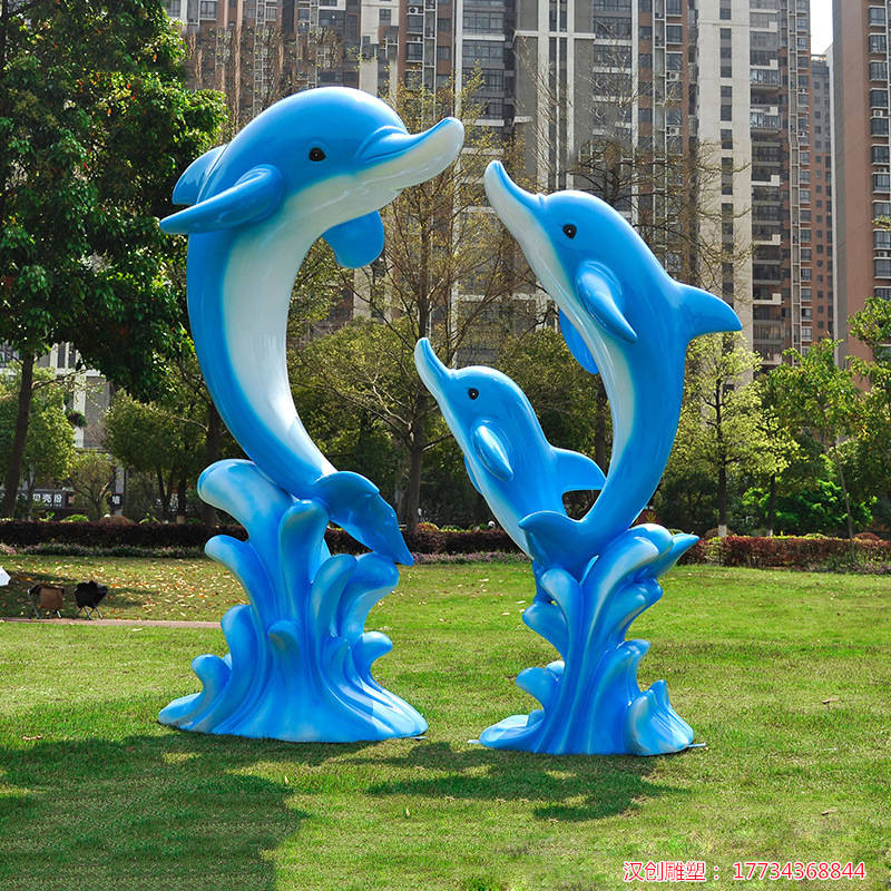 玻璃钢仿真海豚雕塑海洋动物造型景观摆件