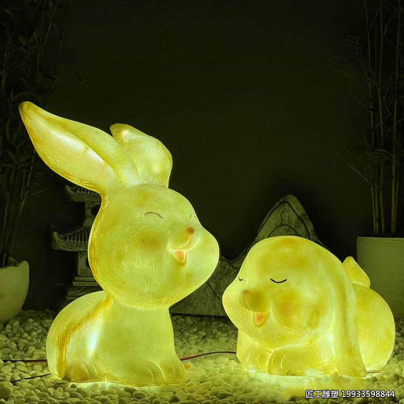 玻璃钢卡通发光兔子雕塑创意动物造型装饰小品