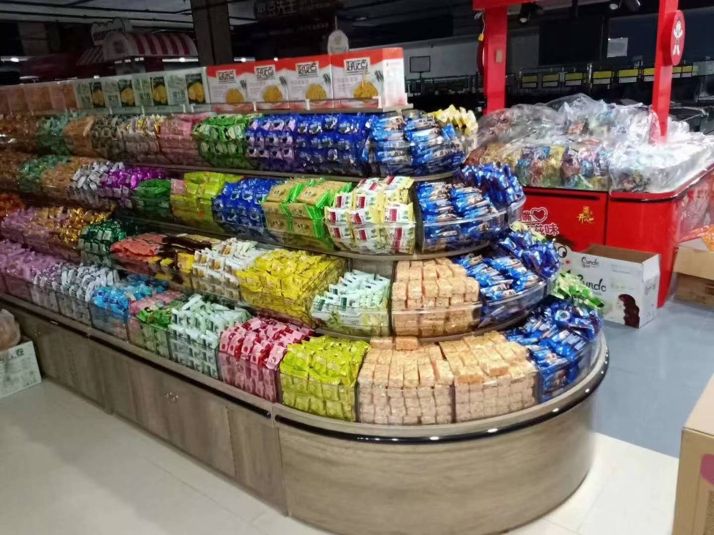 雅致展示:专业设计研发超市零食专卖店货架柜台