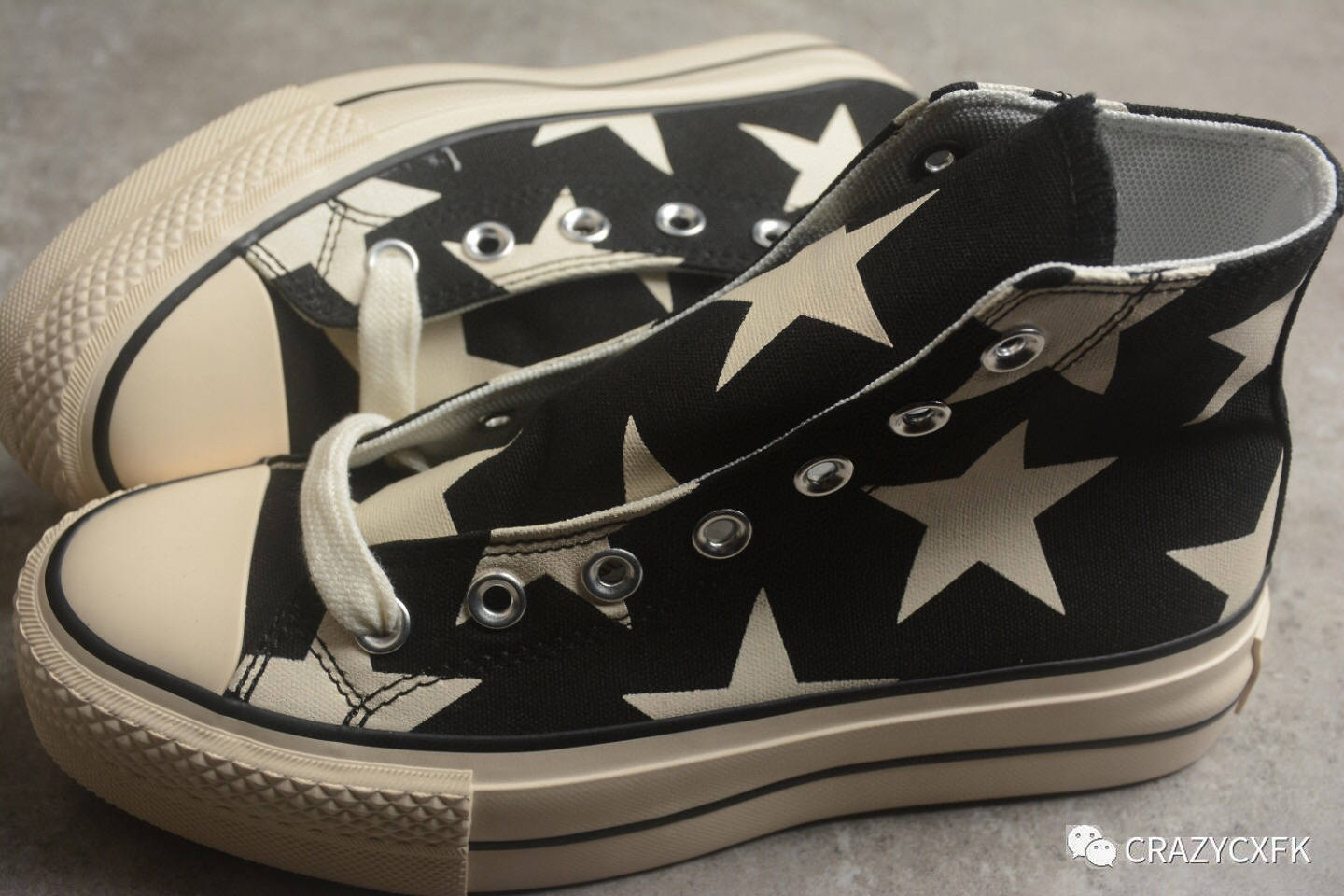 匡威 converse all star lift 五星厚底黑白印花高帮帆布鞋