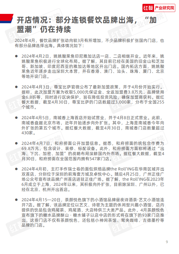 餐饮行业月度观察报告(2024年4月)