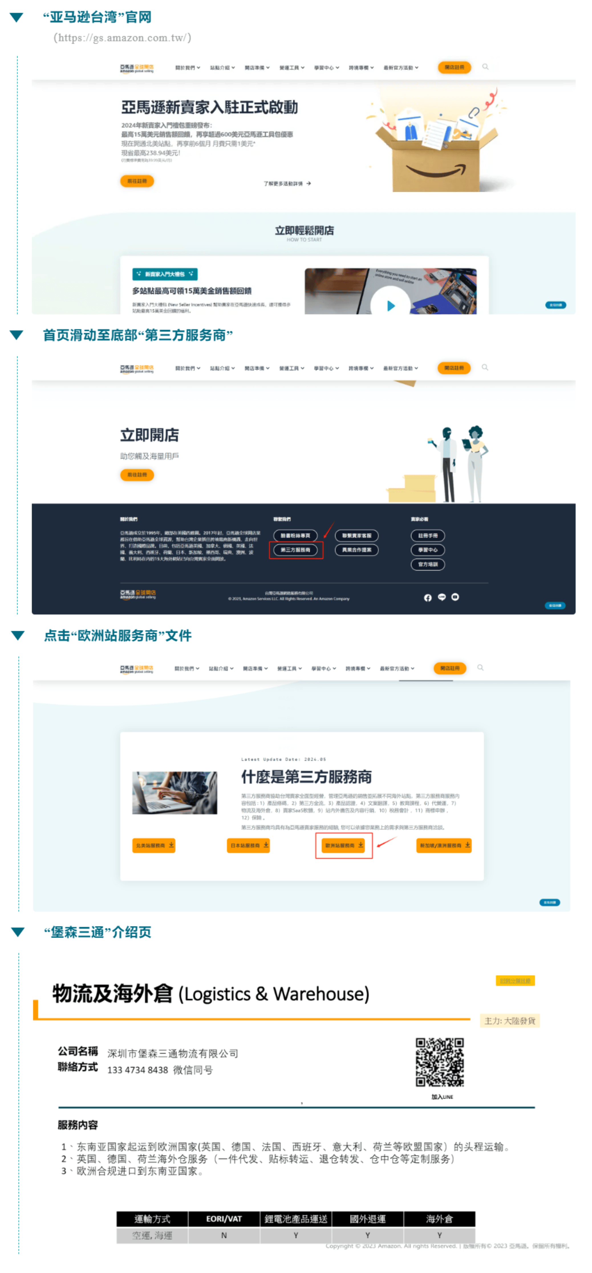5月,亚马逊台湾站公布最新的第三方服务商