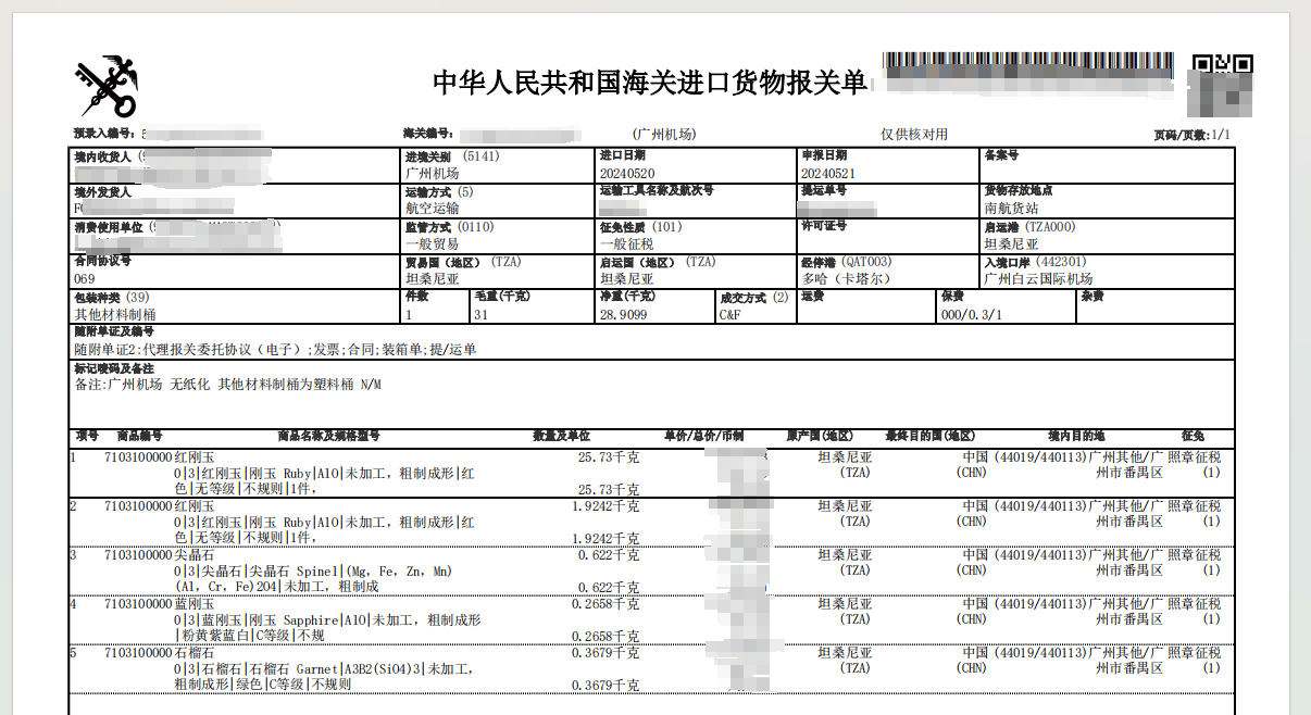 企业进口玉石,半宝石操作流程/进口玉石,半宝石报关清关攻略~