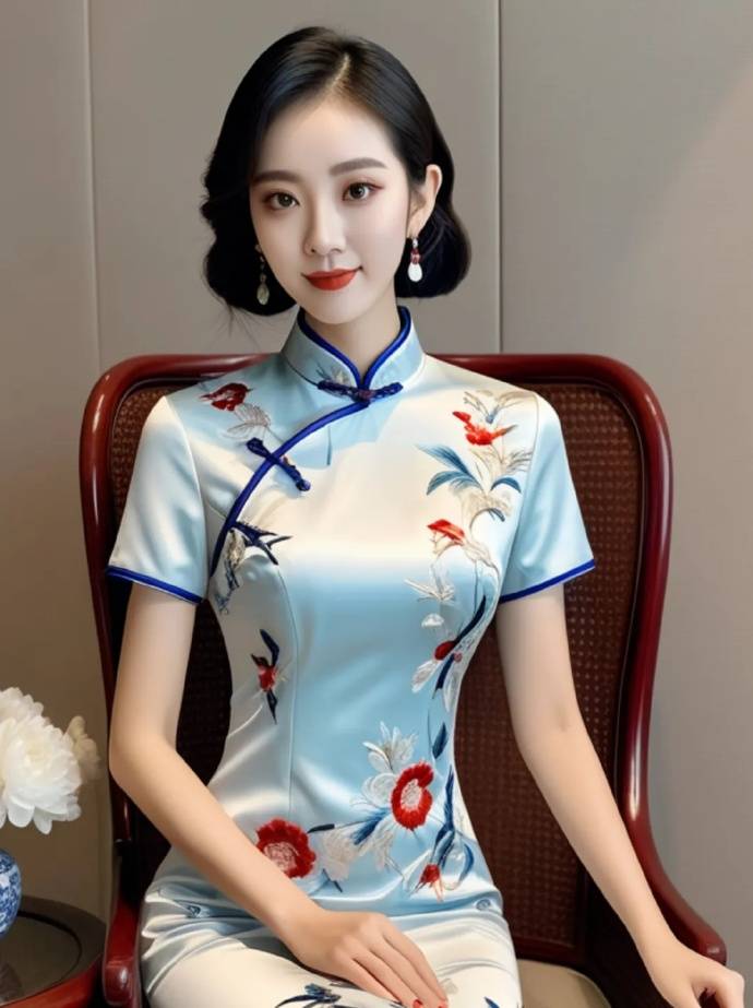 中式旗袍·美女_服装_女人_材质