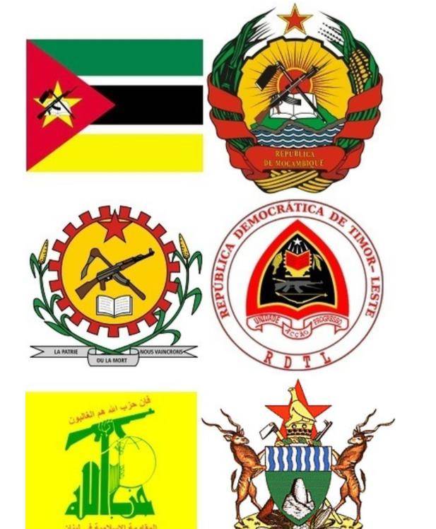 一些非洲国家的国徽或国旗上的ak47此后,安哥拉内战,津巴布韦战争