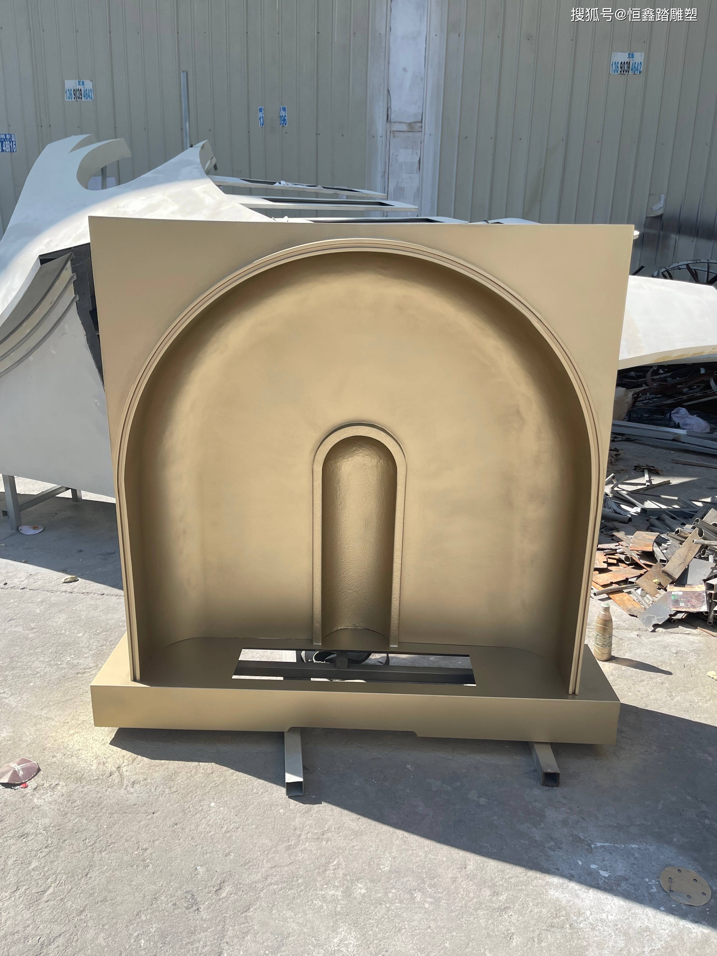 黄铜异形壁炉 创意设计黄铜壁炉实景拍照