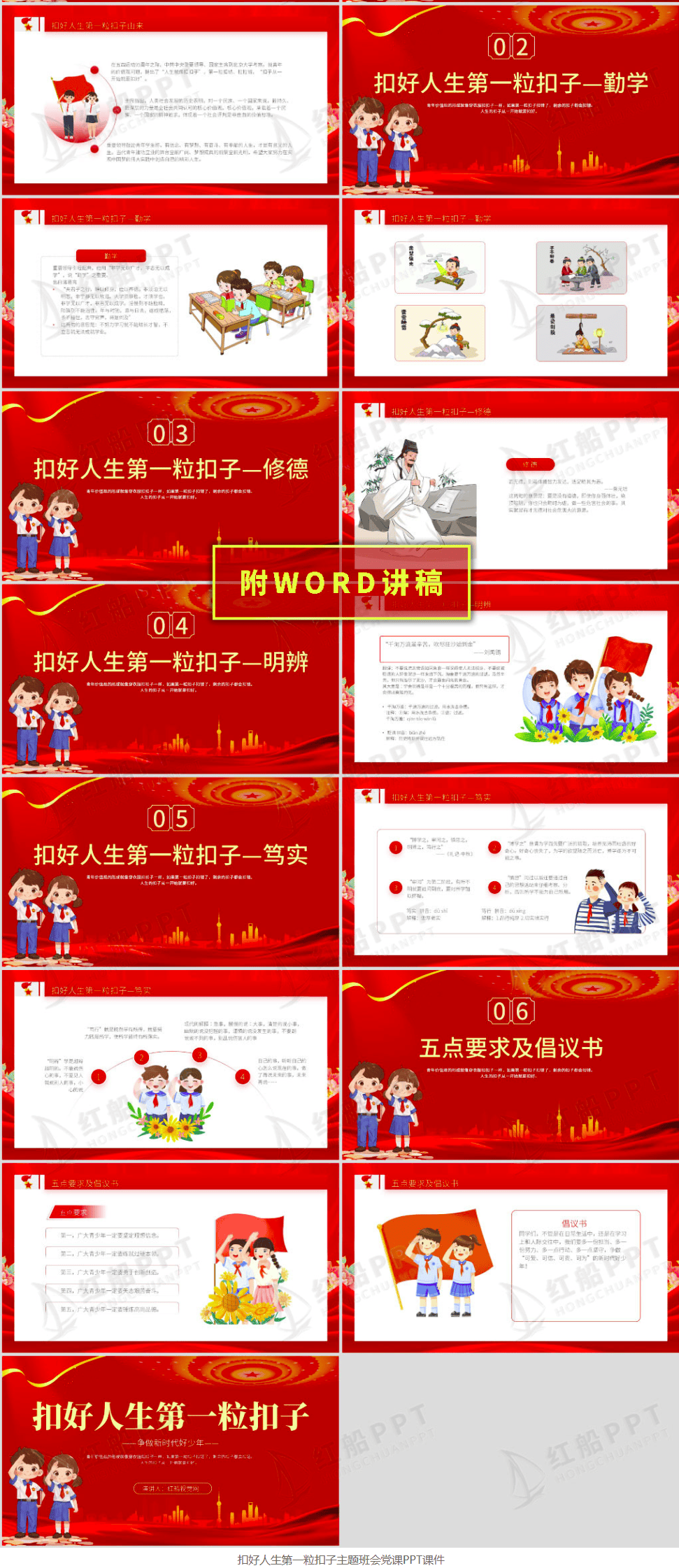 七一讲话专题党课ppt:扣好人生第一粒扣子主题班会党课ppt课件