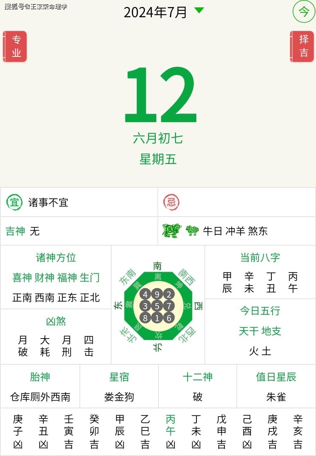 今日十二生肖运势播报2024年7月12日