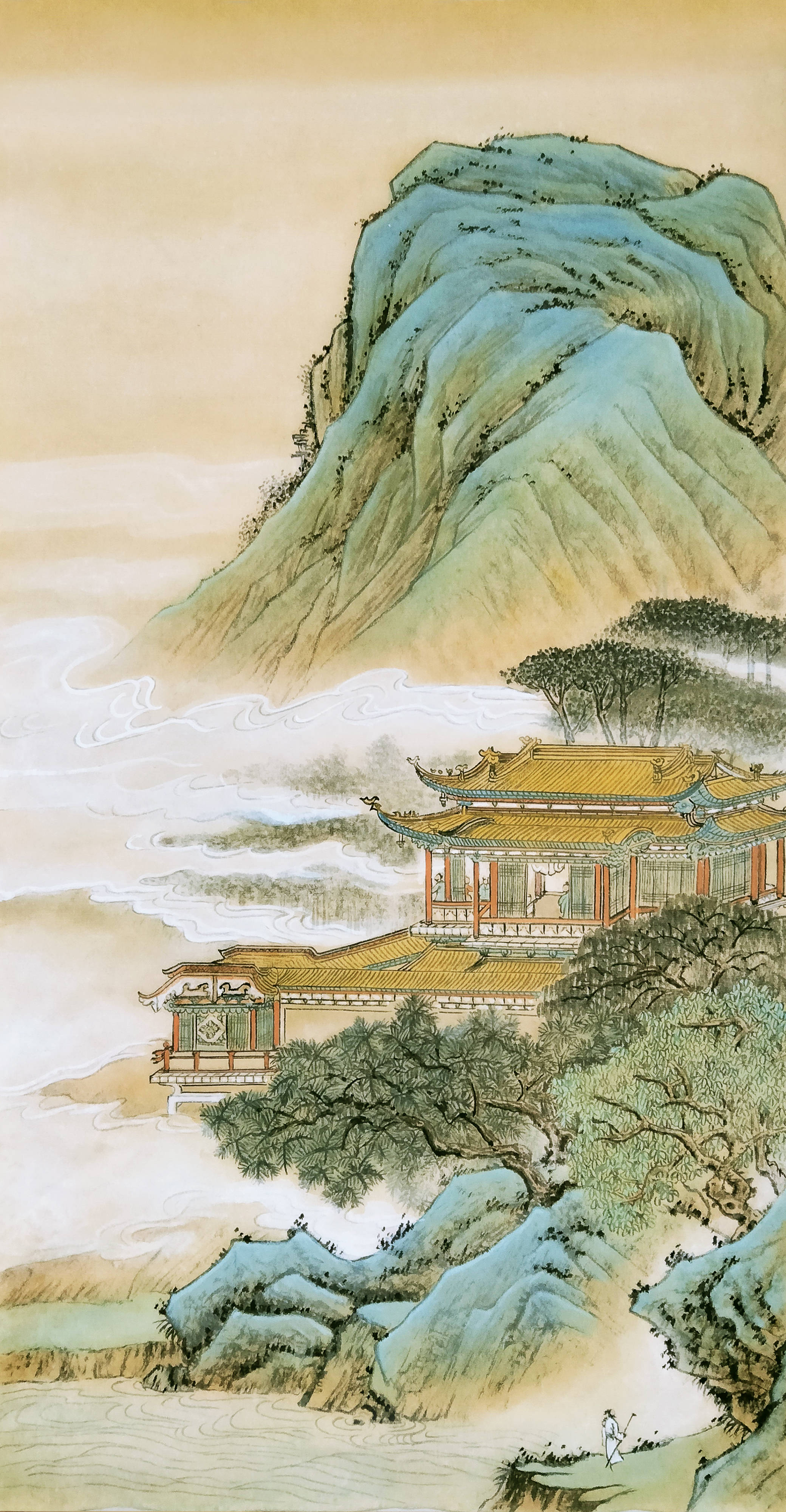 界画寒江---竖幅《青绿山水小品》十幅_cm_纸质_尺寸