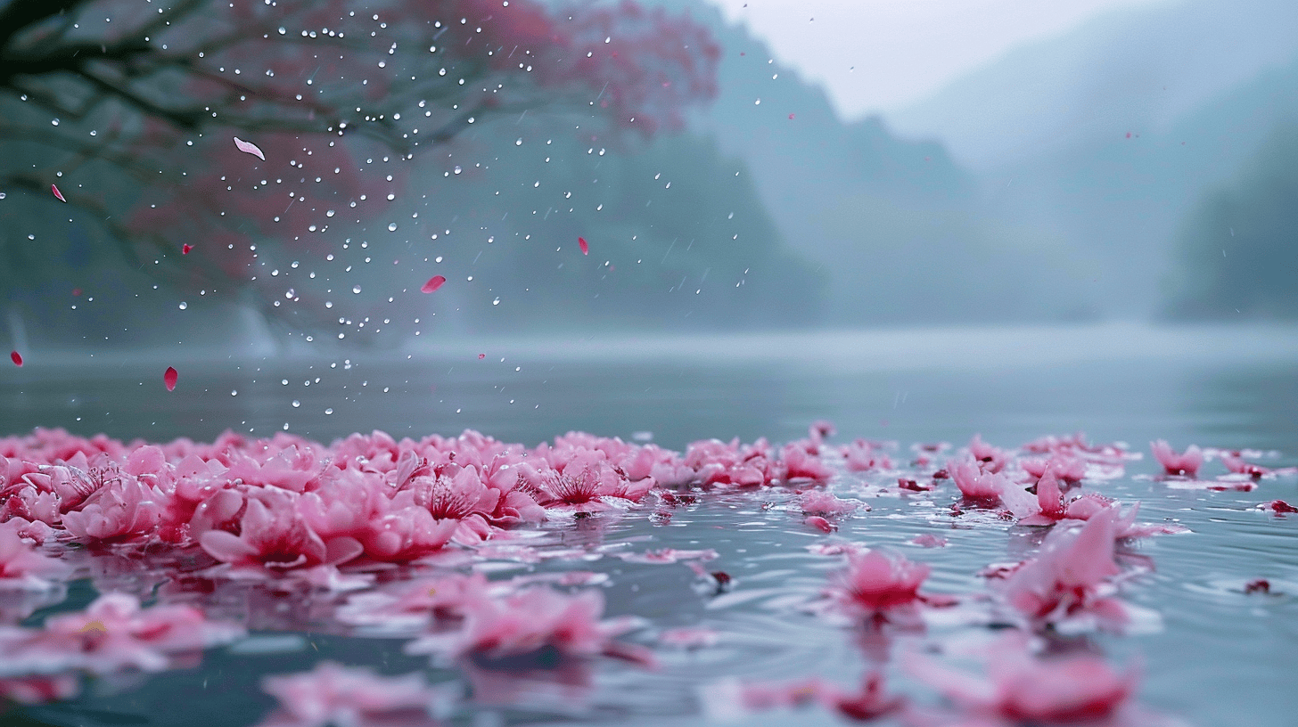 雨水打在花朵图片唯美图片