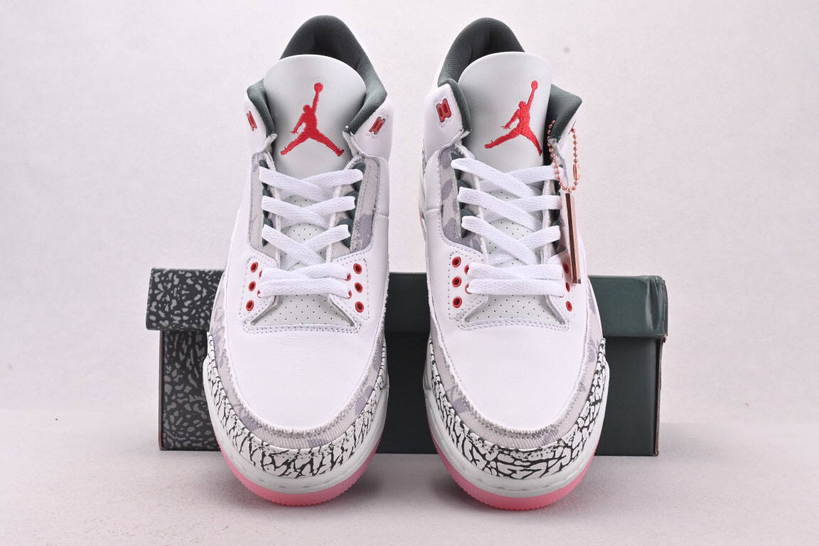 乔丹 air jordan 3 retro wings 白灰粉花卉中帮复古篮球鞋