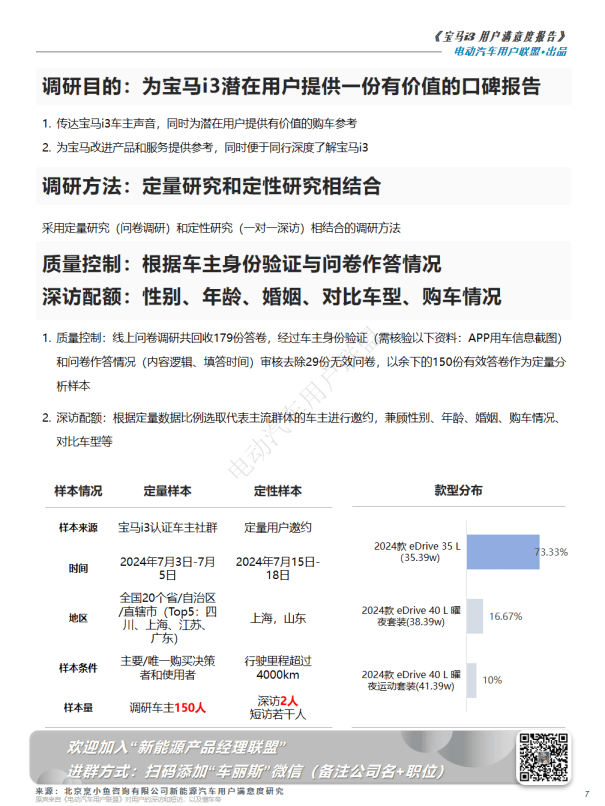 宝马i3用户报告(用户画像,购车,满意度等)
