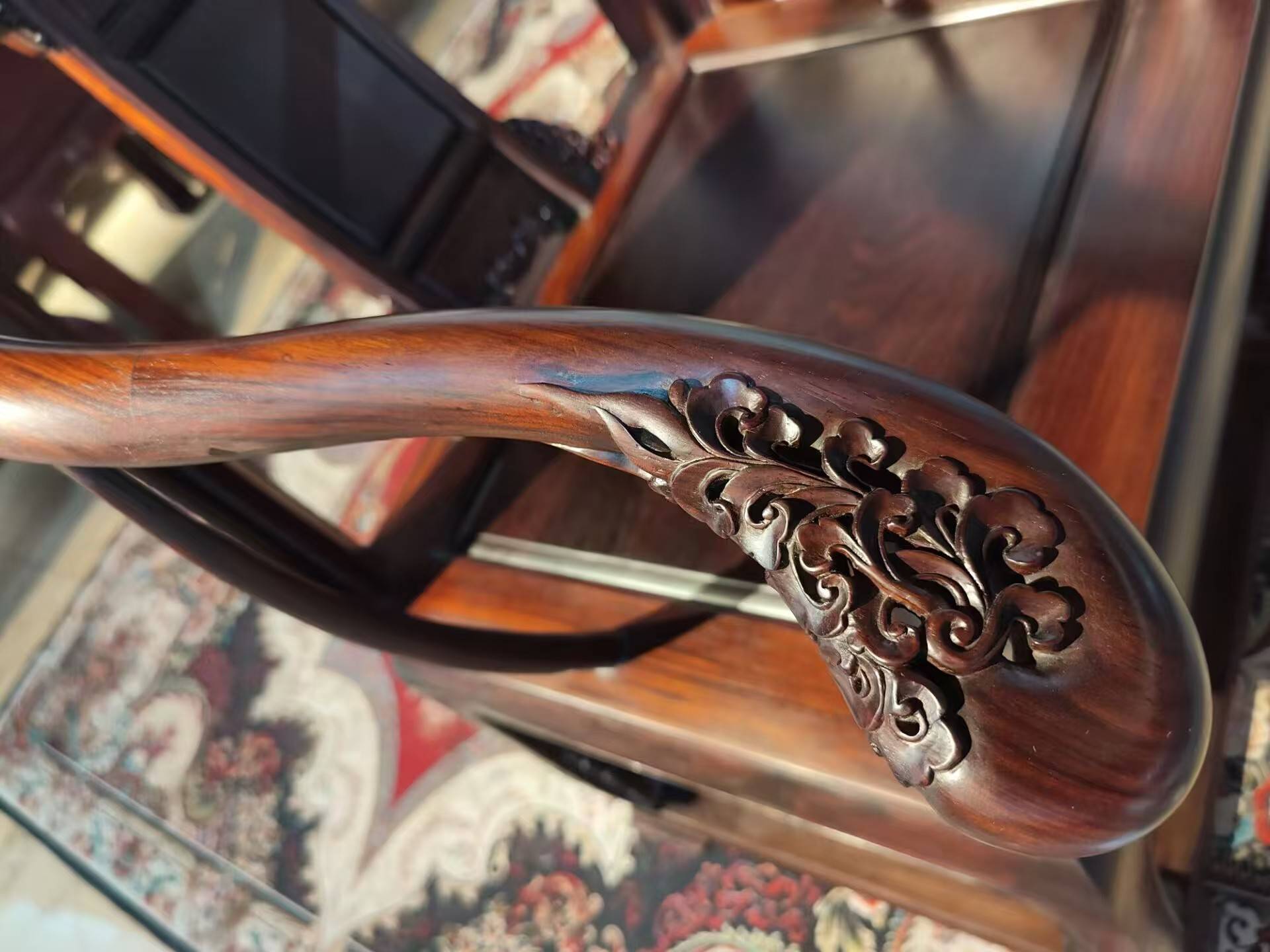 山东工艺美术大师王义老师作品 大红酸枝家具 诗礼传家圈椅三件套