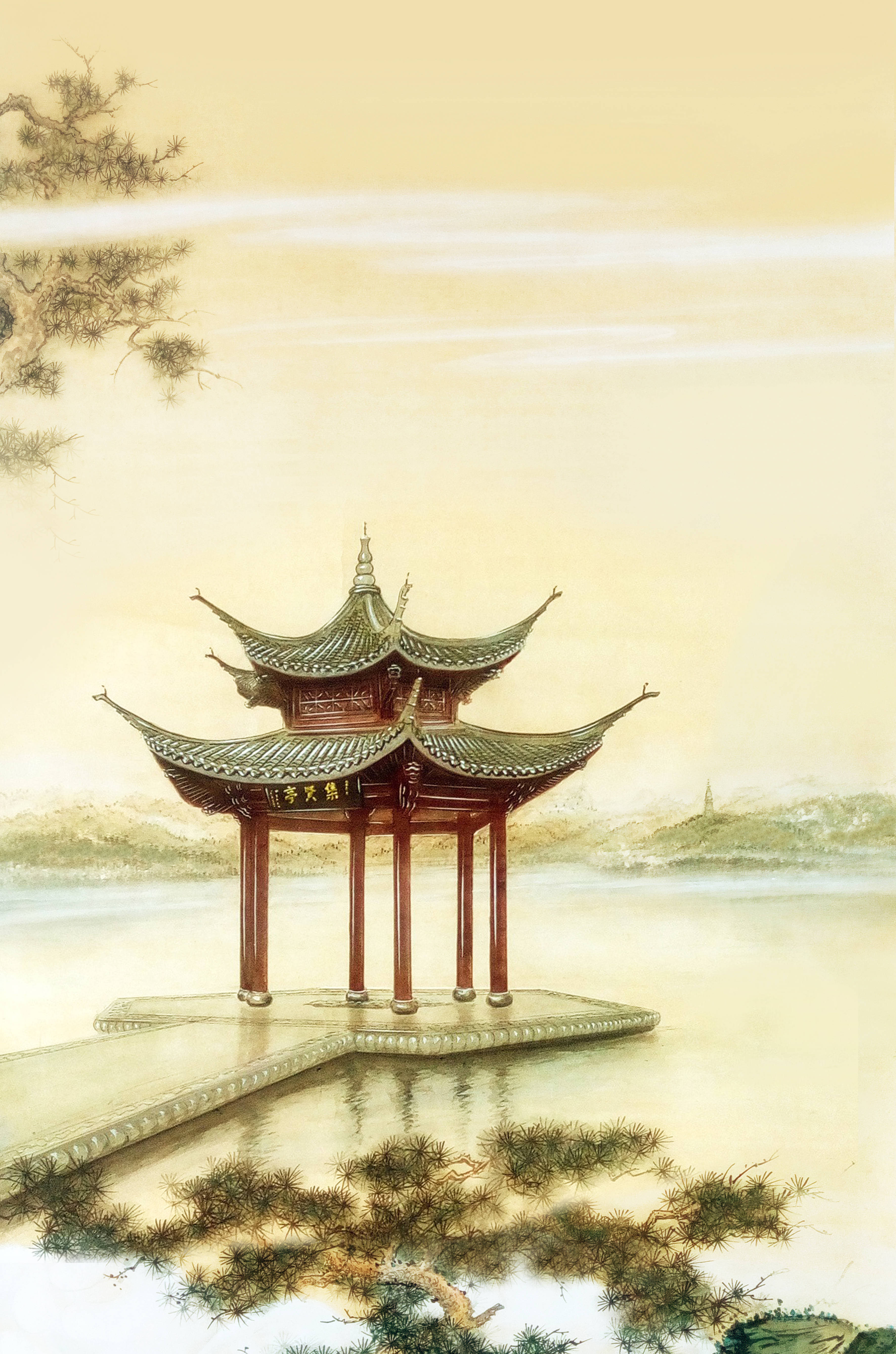 界画寒江---工笔界画