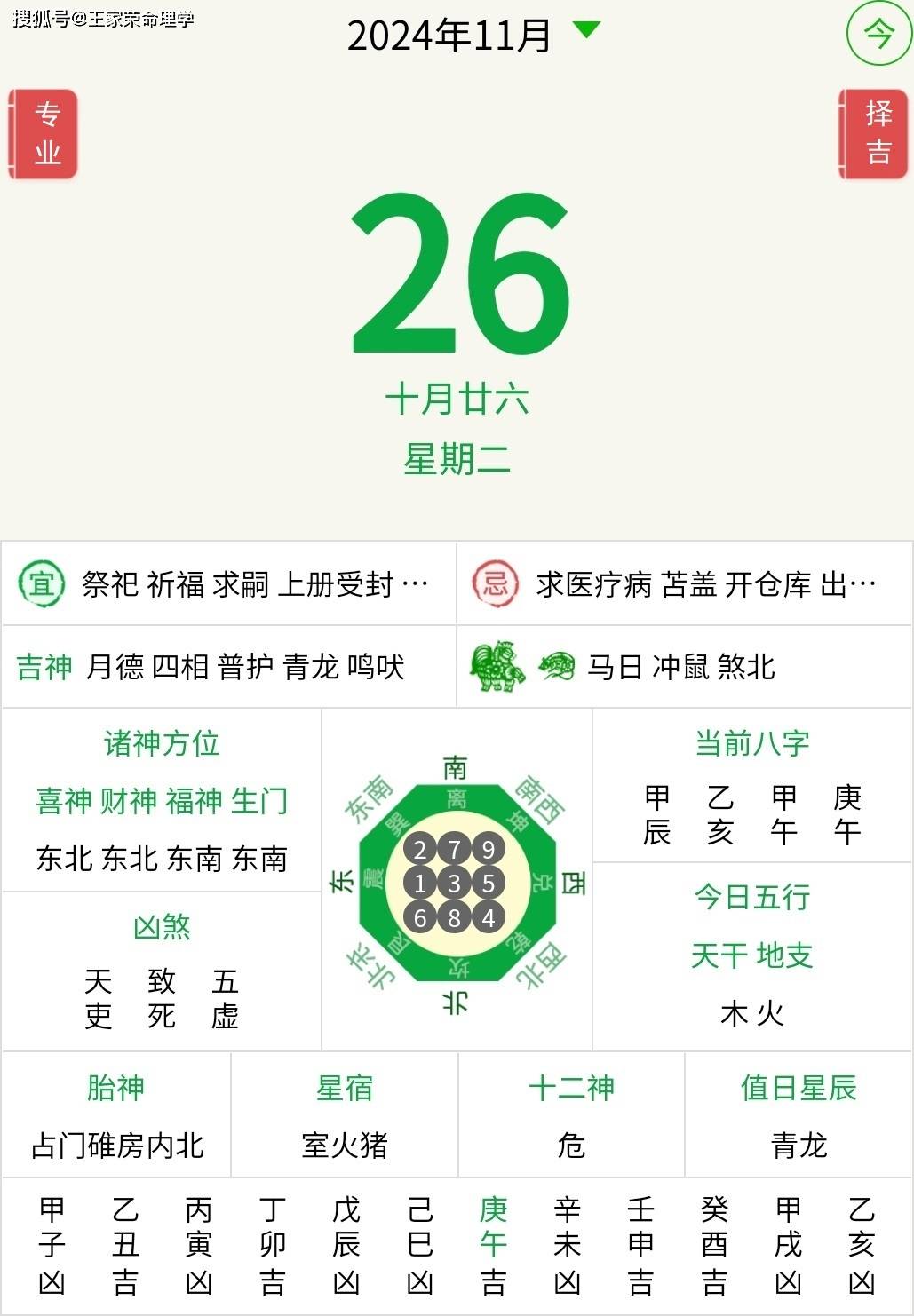 今日十二生肖运势播报2024年11月26日