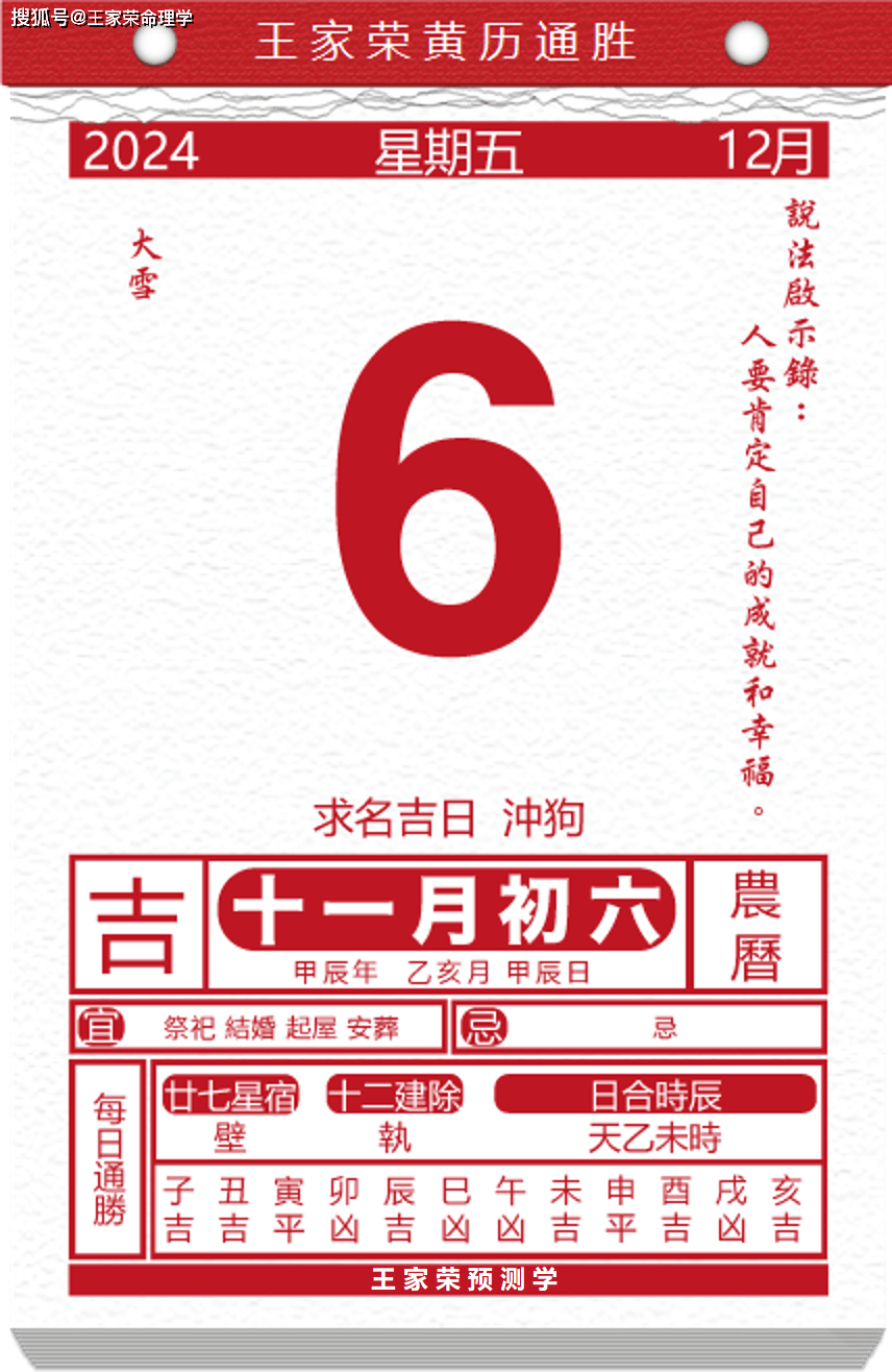 今日生肖黄历运势 2024年12月6日