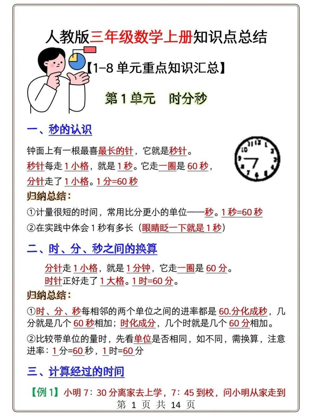 人教版三年级数学上册知识点总结_搜狐网