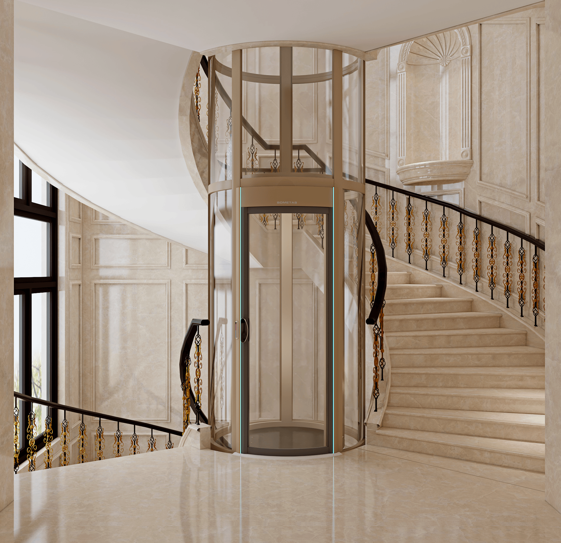 尊贵与奢华并存:墅博士o系列圆形观光别墅电梯的非凡魅力