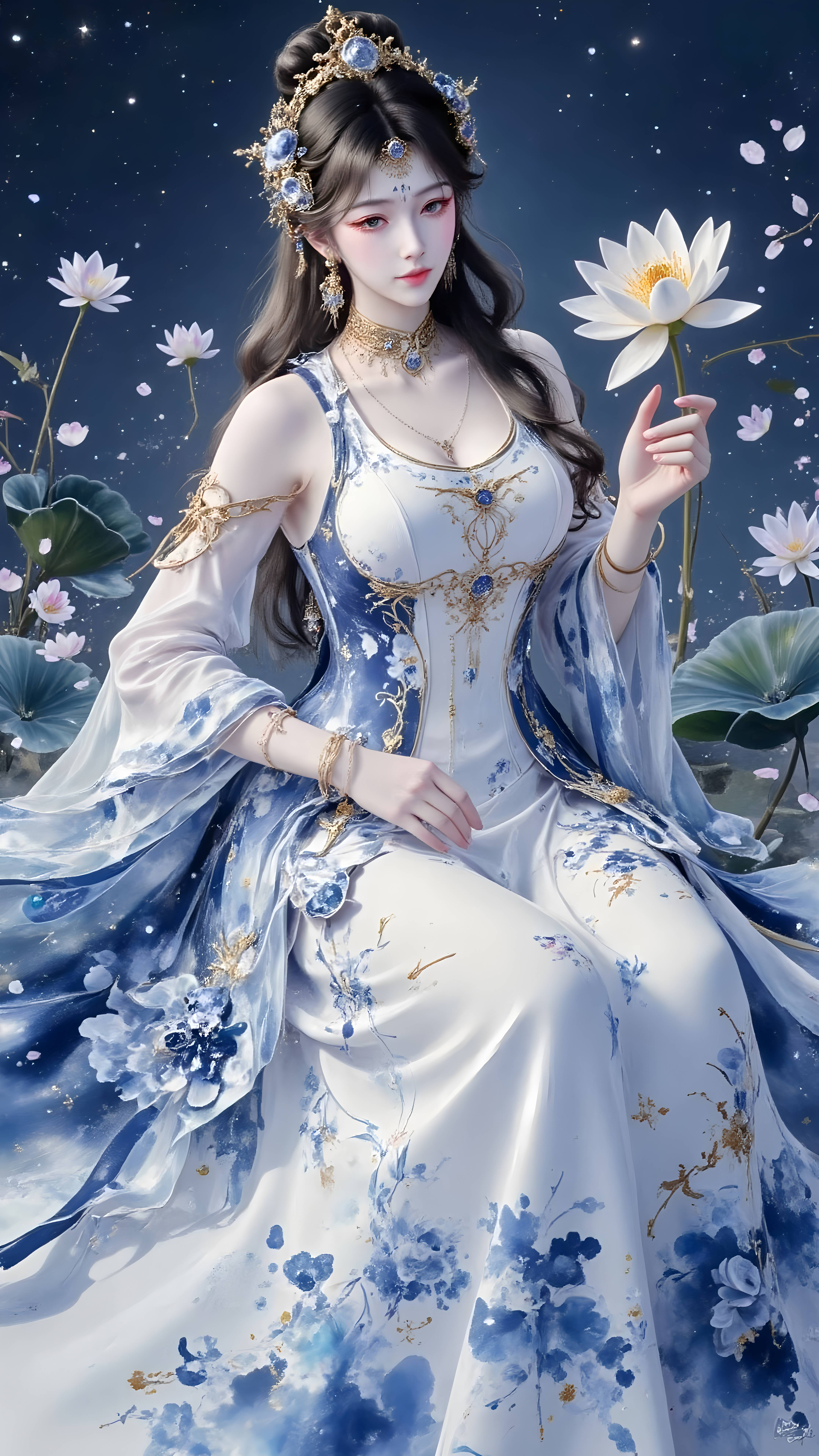 国漫女神｜斩神倪克斯AI绘画壁纸：神级强者，掌控着黑夜法则！