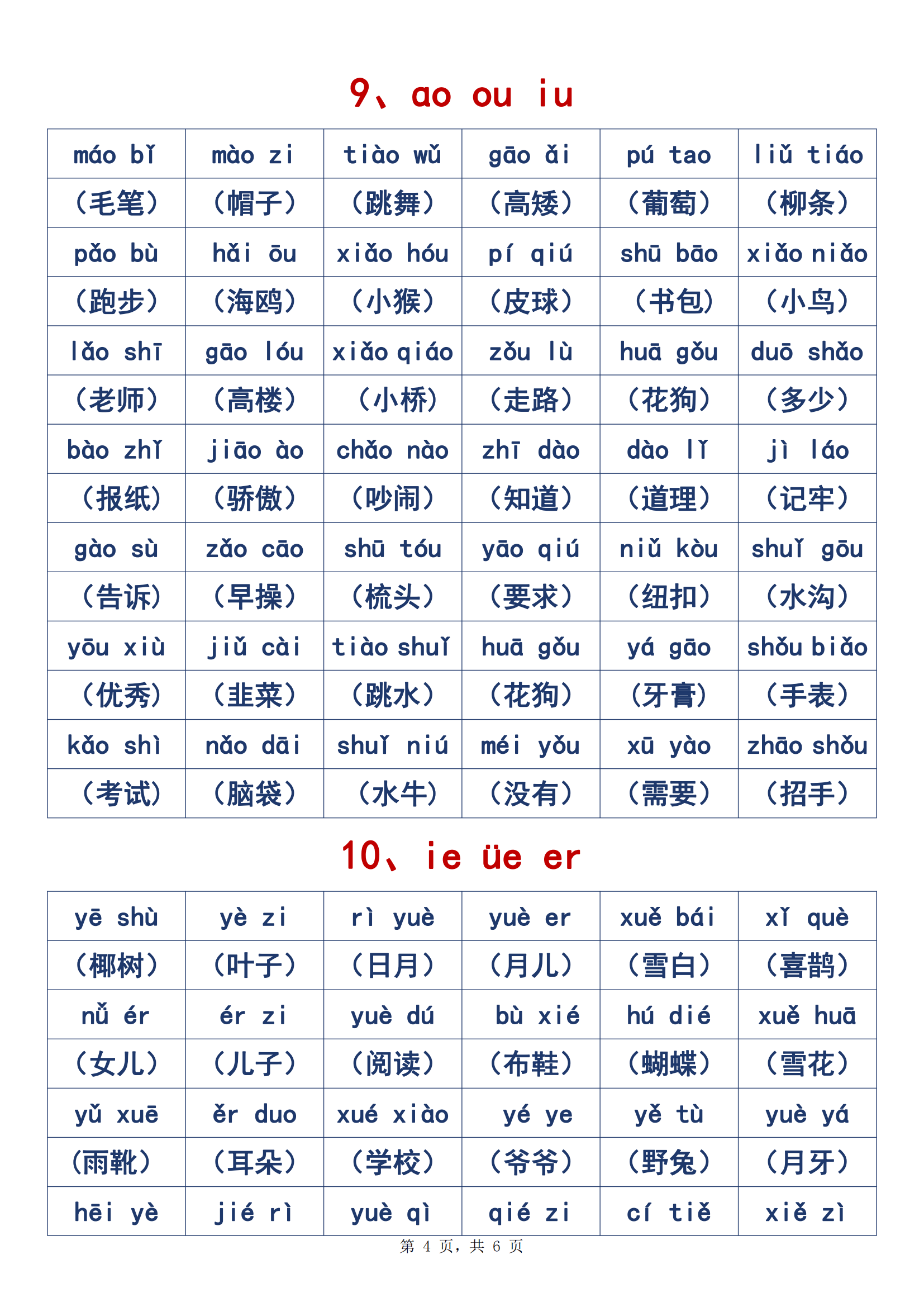 一年级语文拼音音节拼读重点全汇（电子版可打印）_声母_孩子_生活