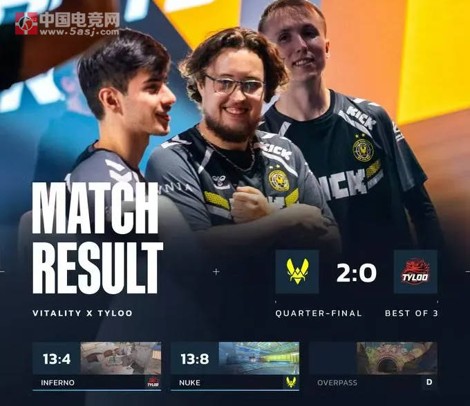 EWC2025电竞世界杯CS项目：ZywOo战神模式摧毁TYLOO！Vitality 2-0碾压晋级四强