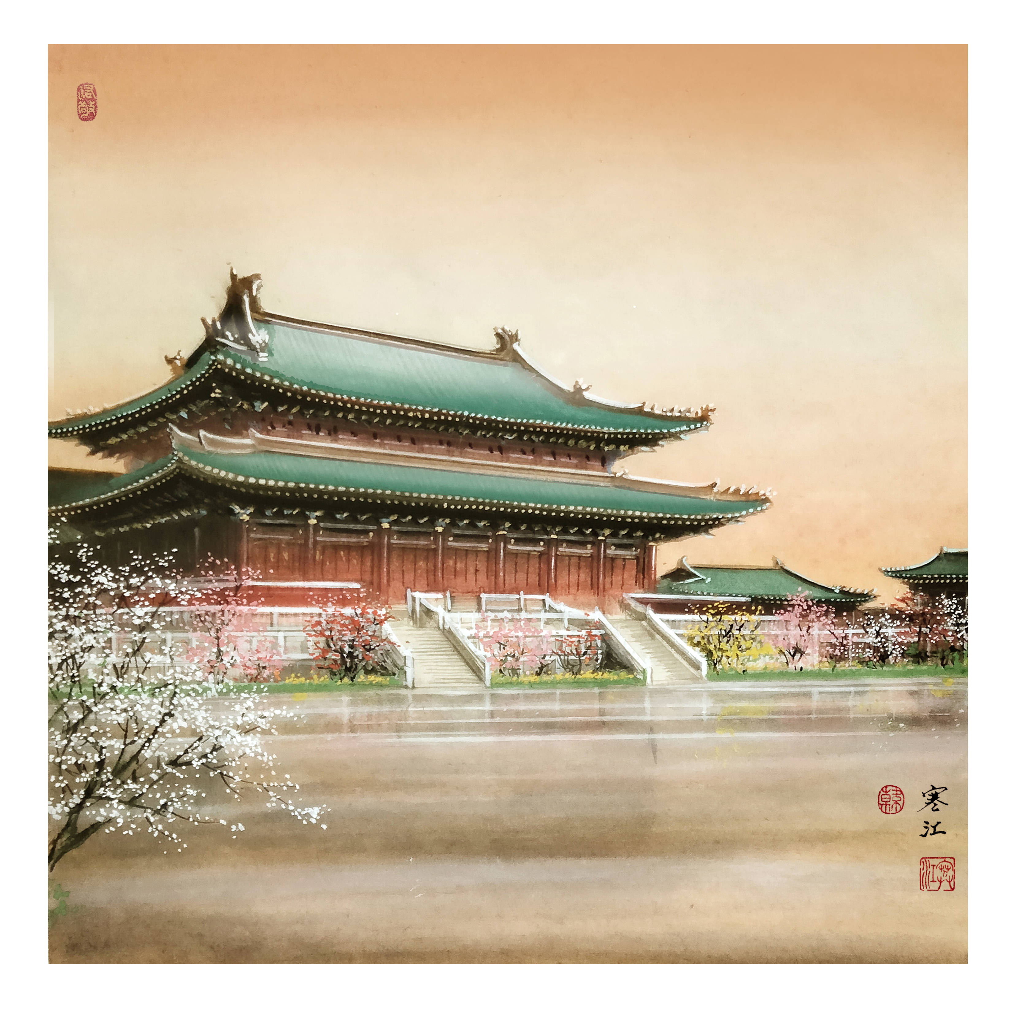界画寒江---工笔界画《西安.大明宫清思殿》