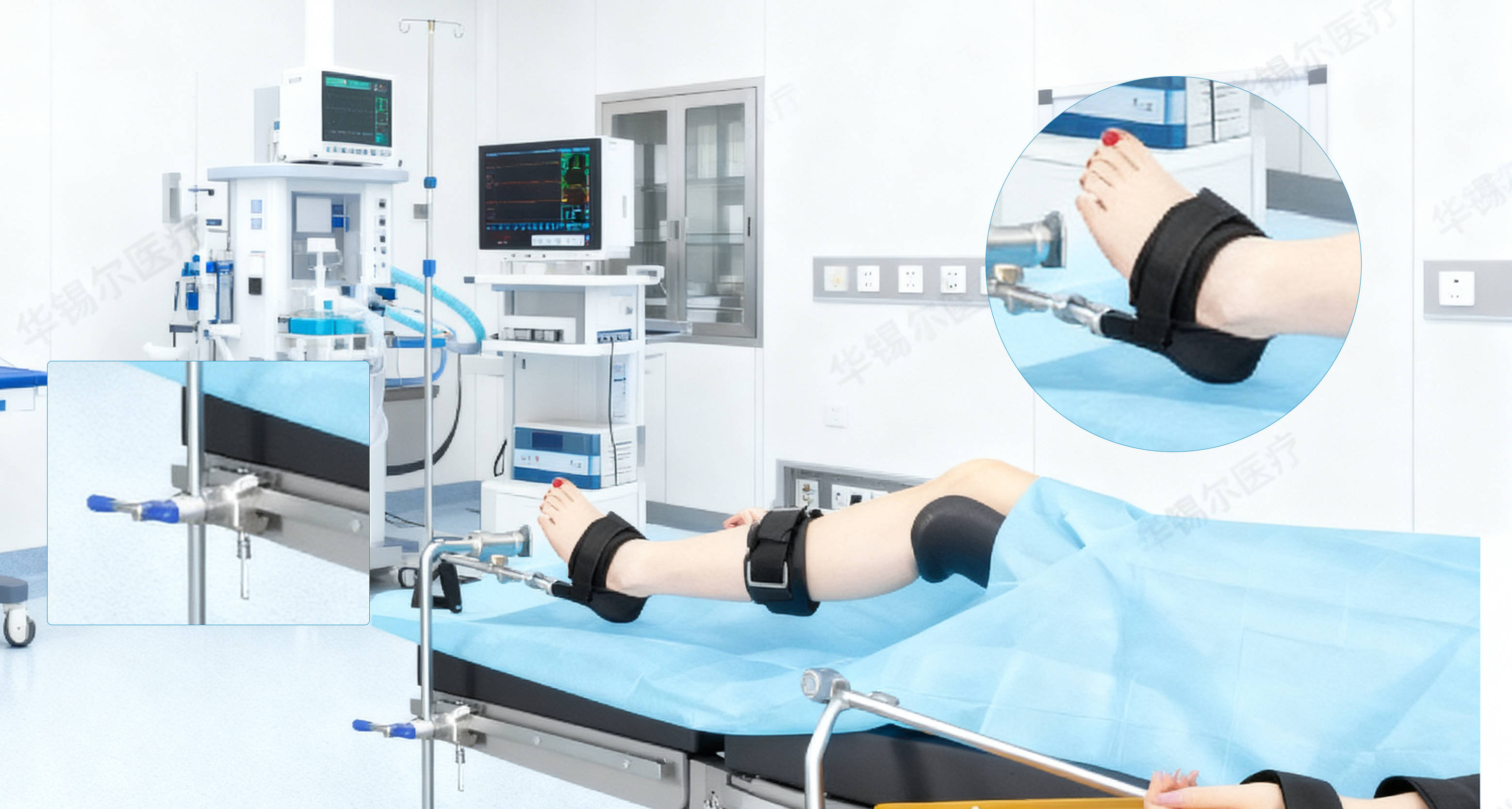 华锡尔的运动医学配件一应俱全,包括肩,腕,踝,髋,膝,肘等多个部位的