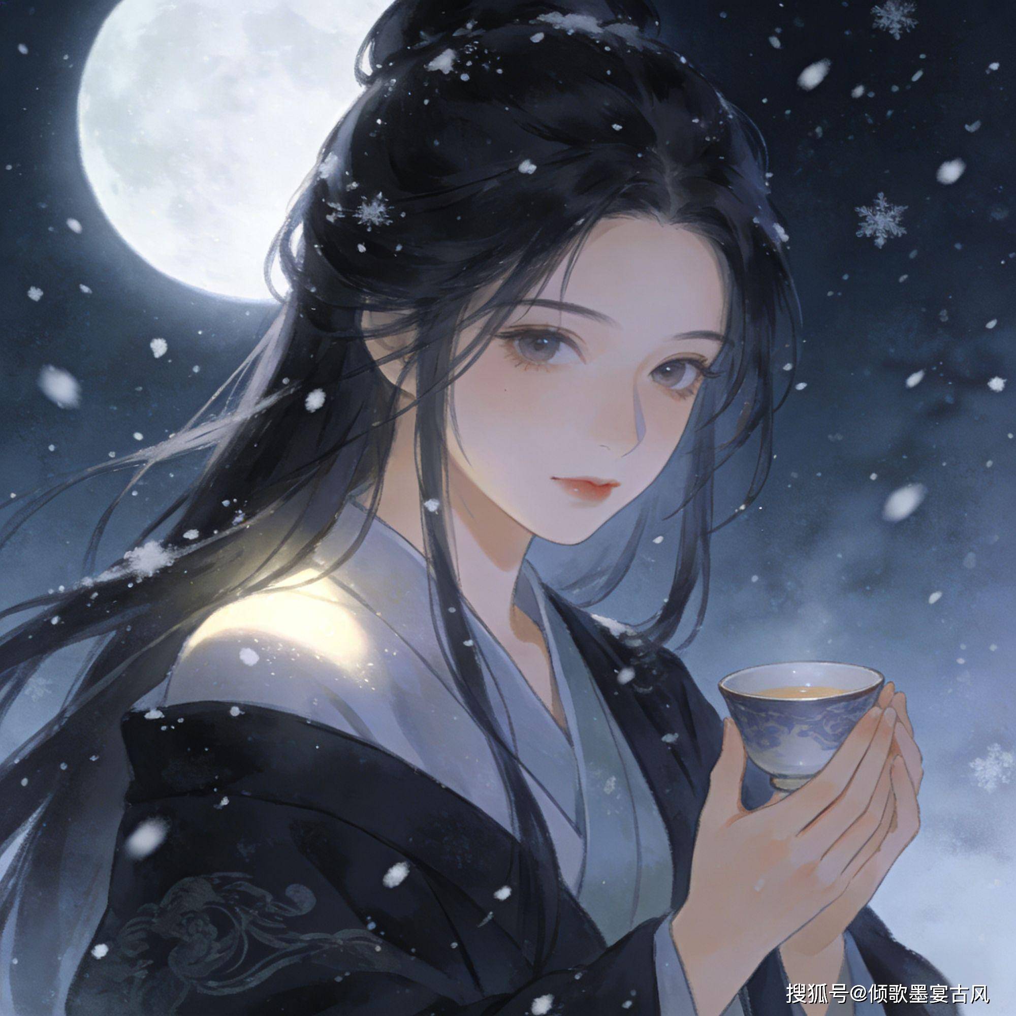 古风头像°↝寒夜围炉温旧酒,闲话当年,月色满肩头