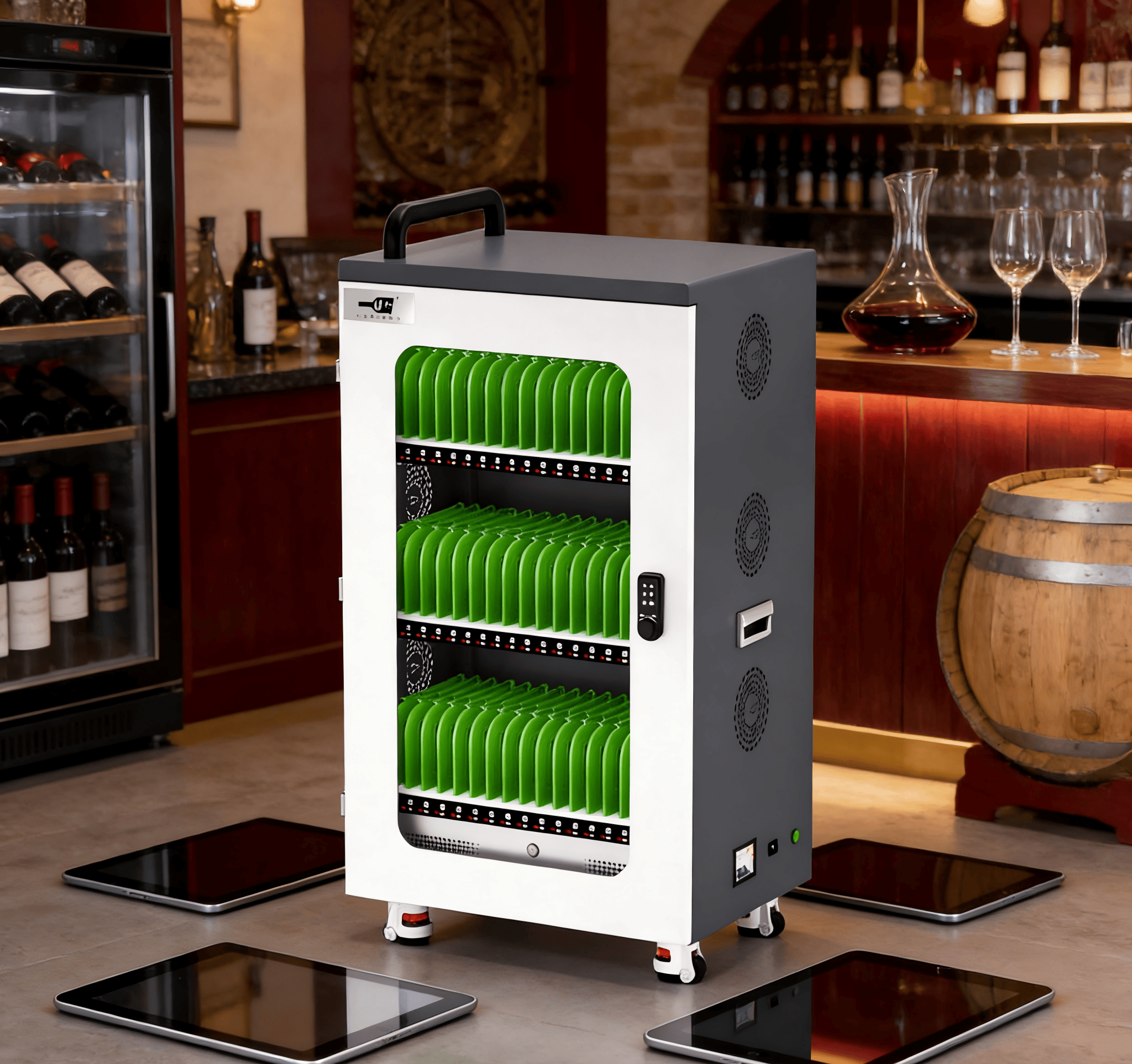 少儿陶艺培训机构平板充电柜：防泥防尘，适配陶艺创作教学