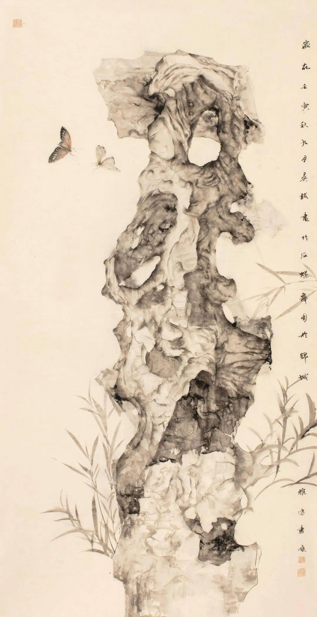 何红英《抽烟斗的潘哒》80cm×80cm×2何季洵《素峰过雨》97cm×170cm