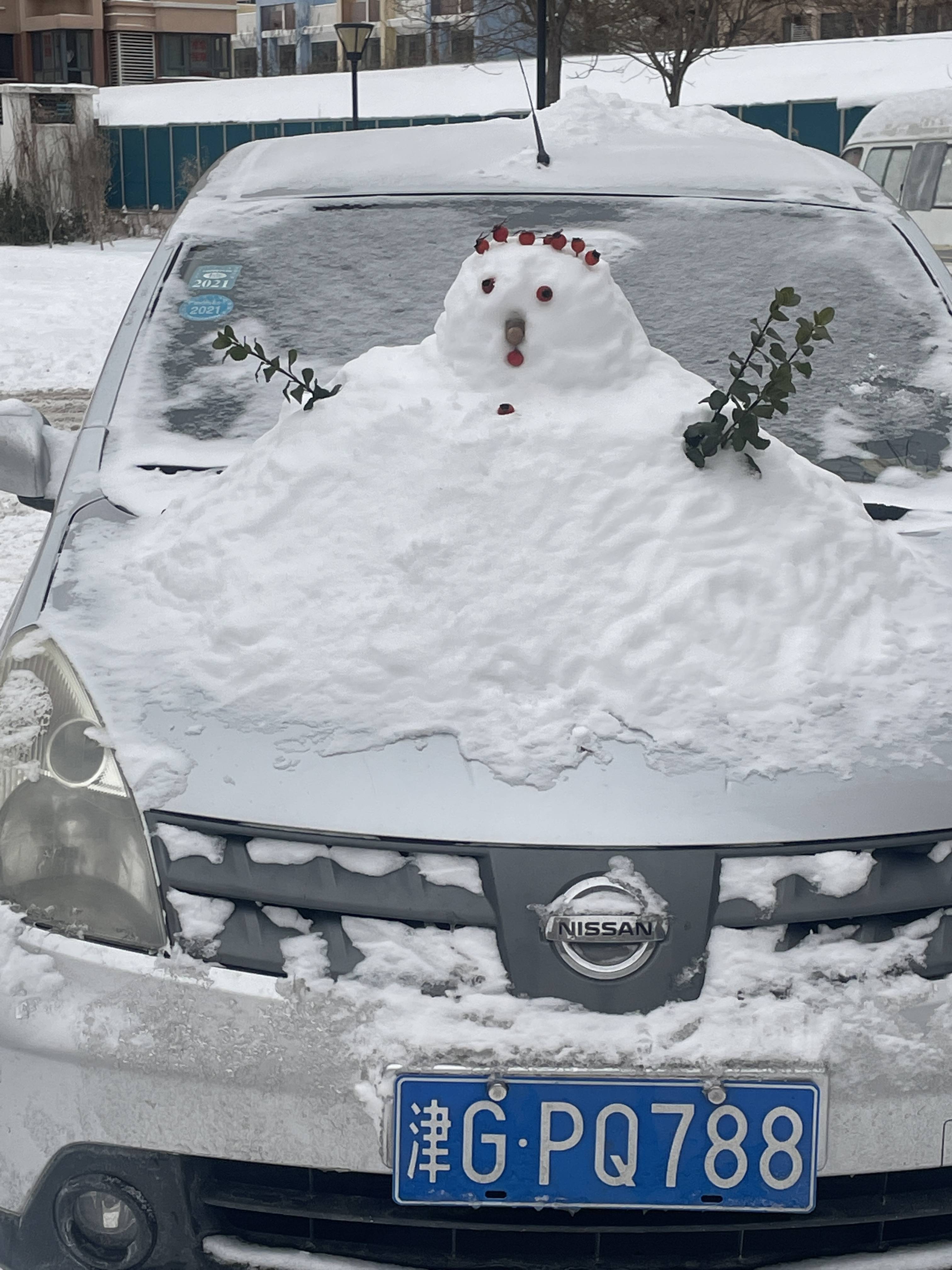 下雪天在车上画叮当猫图片