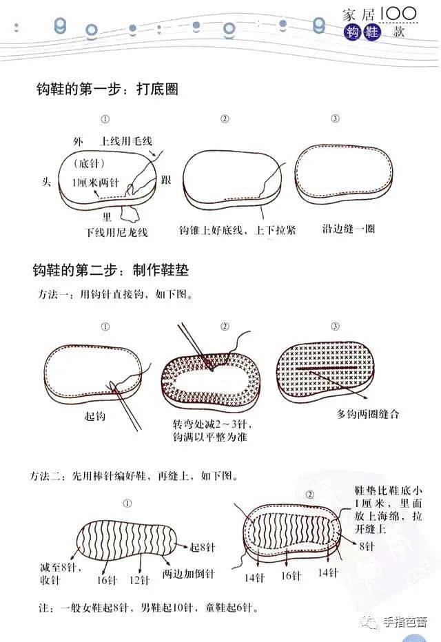 钩毛线拖鞋怎样拉线图片