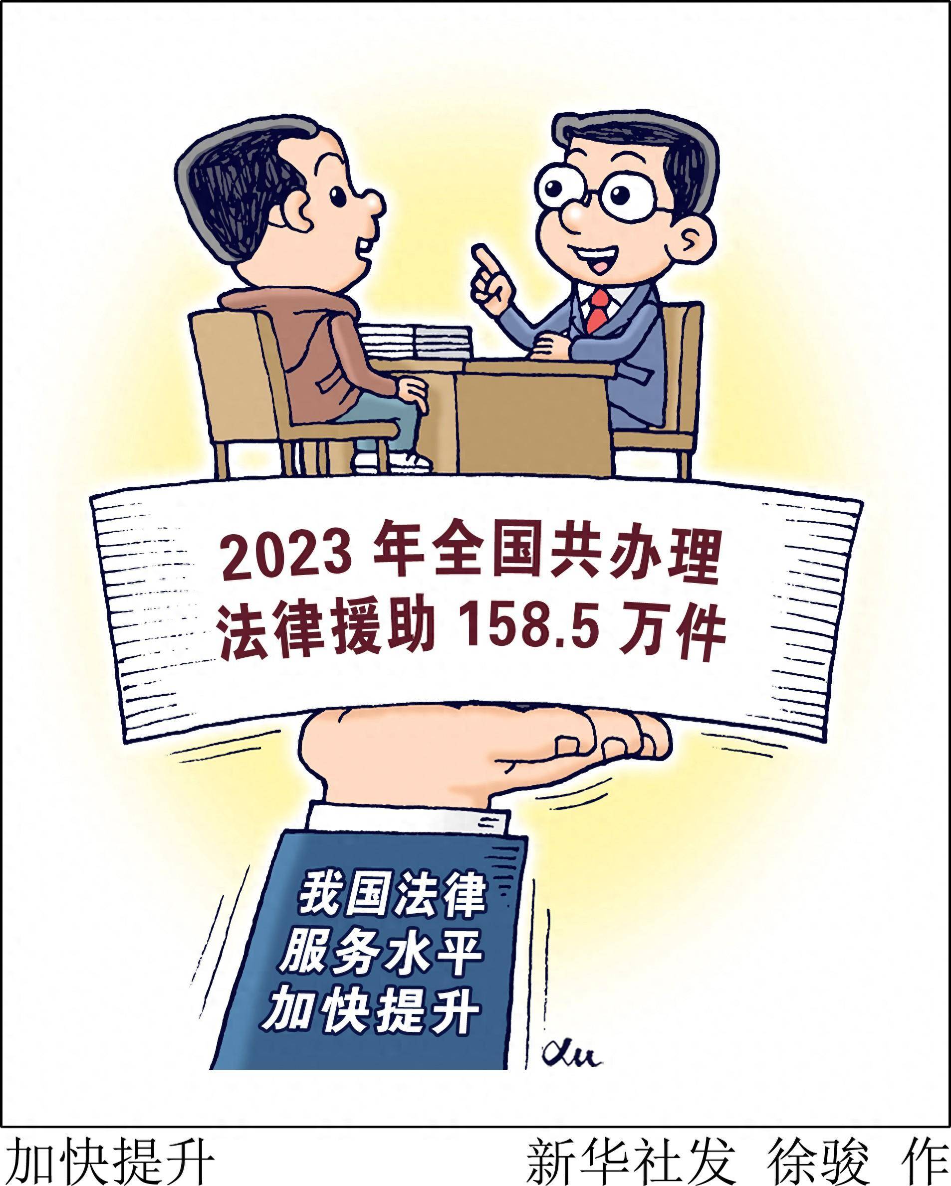 2023年,我国法律服务水平加快提升,共办理法律援助158