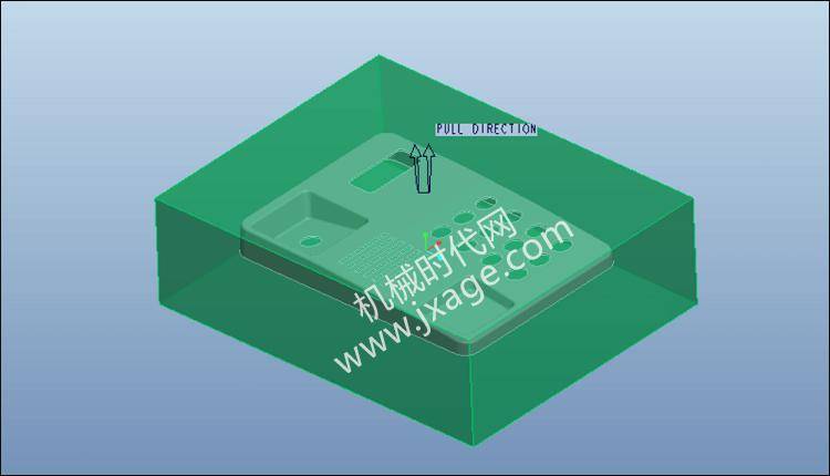 proe拆模设计实例练习(4):含靠破孔的拆模_进行_按钮_模型