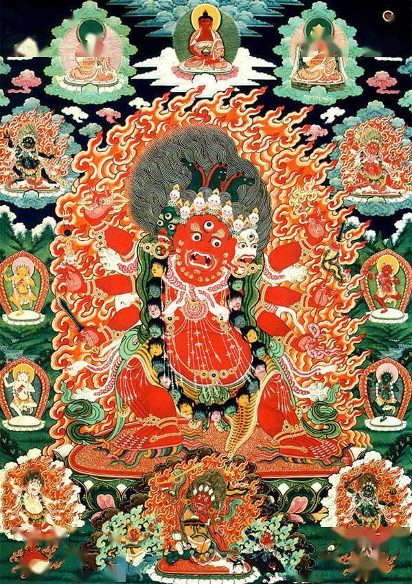 15,马头金刚(观音的化身之一,头顶有三个绿色小马头):14,黑袍金刚(二