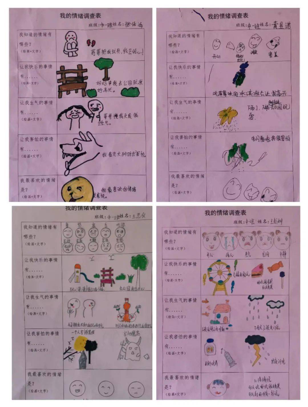 幼儿园身体调查表绘画图片