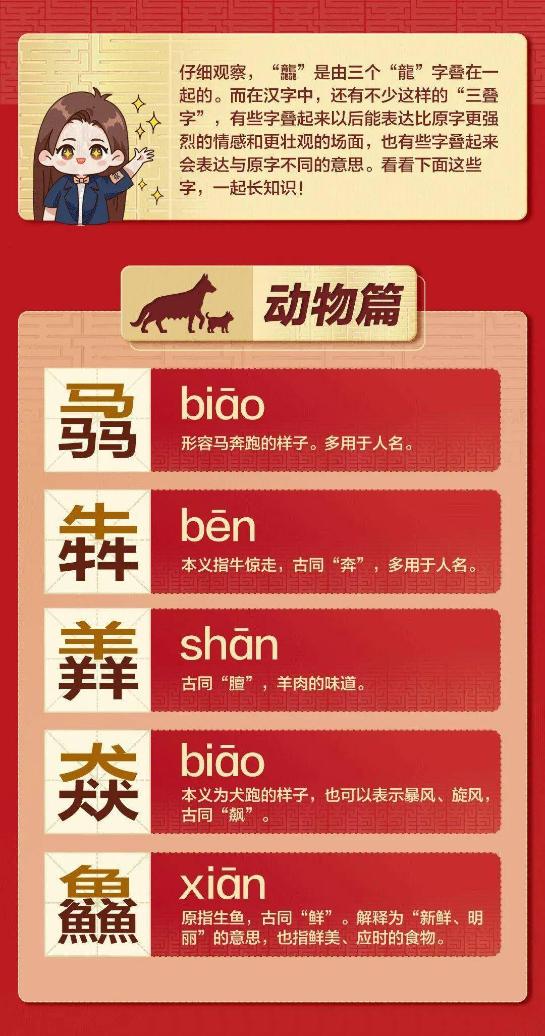 龘,朤,04,03,这些叠字你认识几个?_龙腾飞_意思_前程